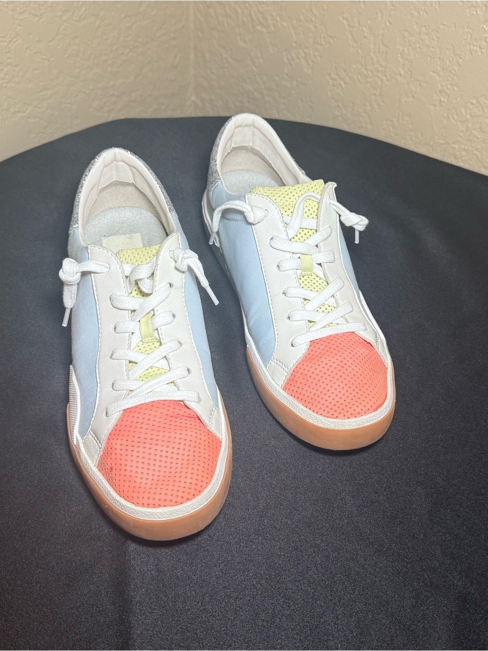 Dolce Vita Women’s Colorblock Sneakers in Coral, Light Blue & Yellow